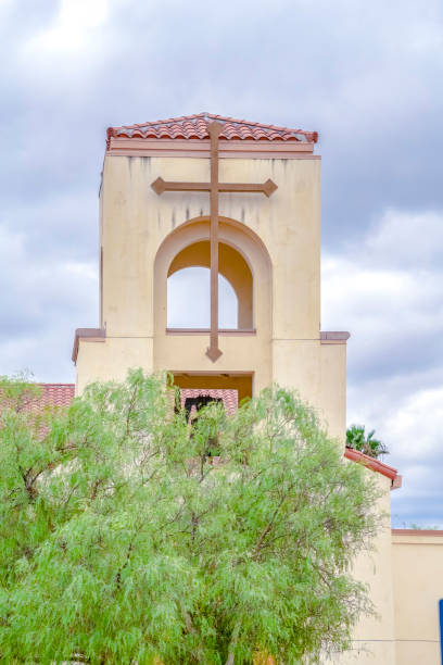 istock Simple bell tower on a modern church 1198309183