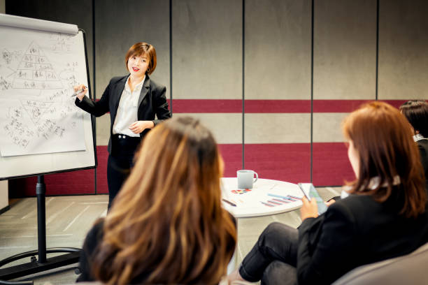 istock Happy entrepreneur explaining the business plan to his team on a presentation in the office 1198313962