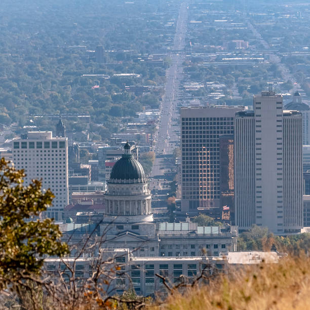 istock Square frame Aerial view of the Utah State Capitol Building 1198314516