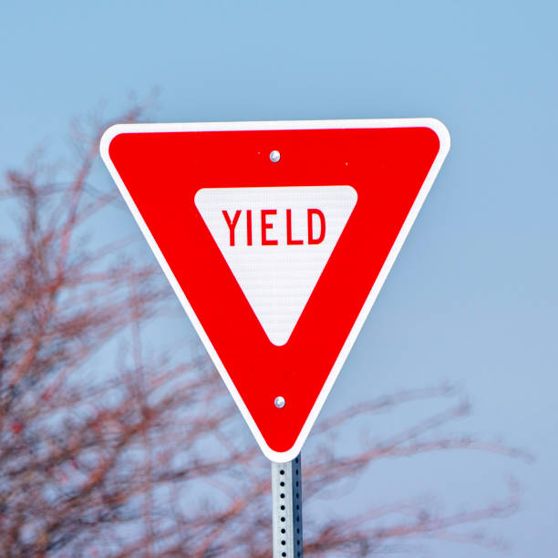 istock Square frame Red traffic Yield sign alongside a road 1198316266