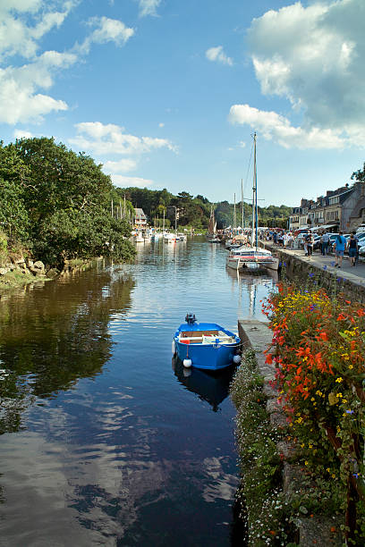 Houses and boats in the port of Vannes, magnificent city in Brittany