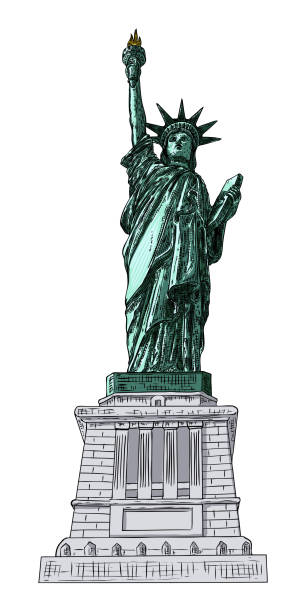istock The Statue of Liberty, national attribute and symbol. Vector 1198321700