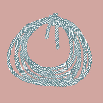 Vector drawn rope. Isolated on brown background.