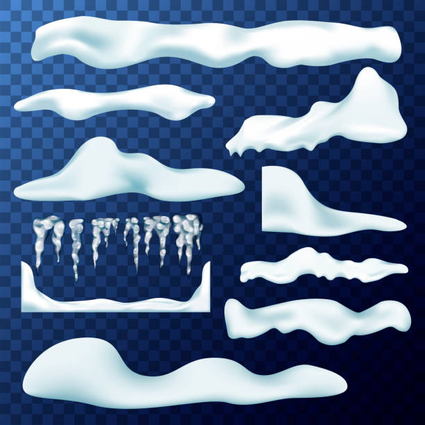 istock Vector set of snow caps, icicles, snowballs and snowdrift isolated on transparent background. Winter decorations. Game art elements. Vector illustration EPS 10. 1198325254