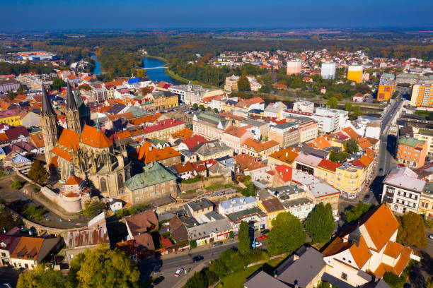 istock Panoramic view from above on the city Kolin and Laba river. Czech Republic 1198328345