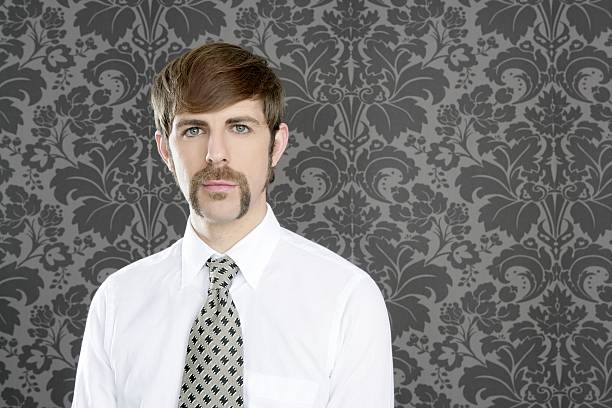 istock businessman retro mustache over gray wallpaper 119832917