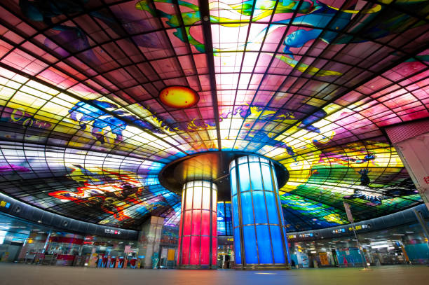 Formosa Boulevard Station in Kaohsiung is the most beautiful metro station in Taiwan. Kaohsiung, Taiwan - March 09, 2014 stock photo