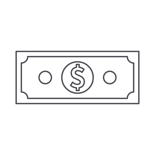 ilustraciones, imágenes clip art, dibujos animados e iconos de stock de esquema del proyecto de ley del dólar estadounidense usd aislado sobre fondo blanco - billete de un dólar estadounidense