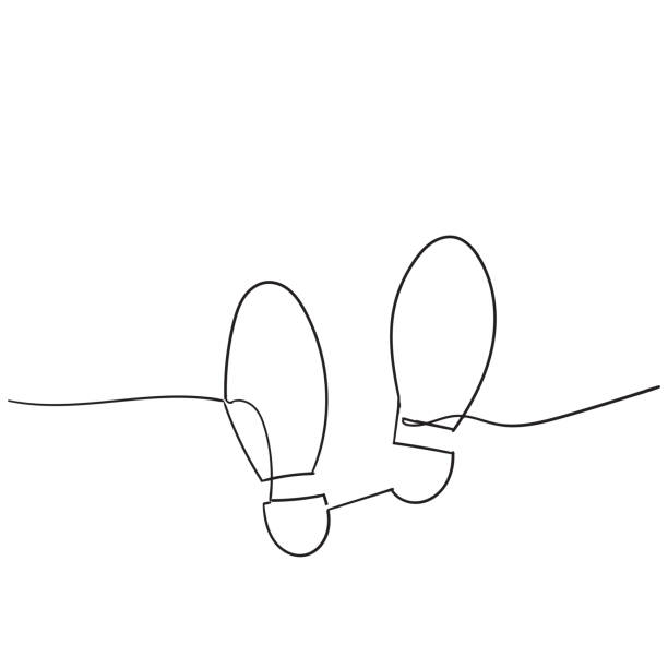 значок печати обуви изолированы на белом фоне с ручной обращается каракули стиль вектор - outline path stock illustrations
