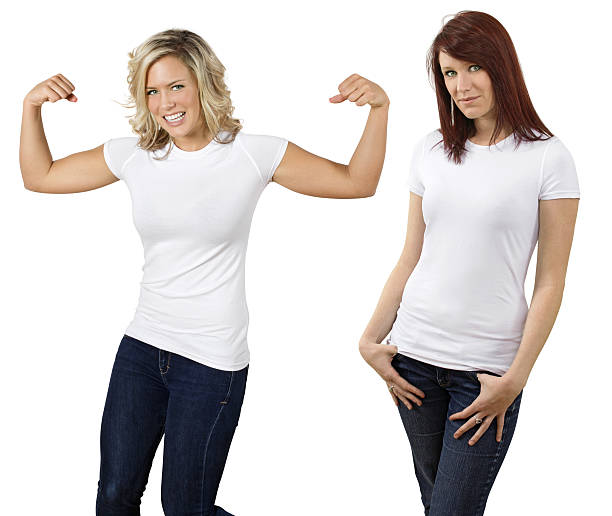 istock Young women with blank white shirts 119833475