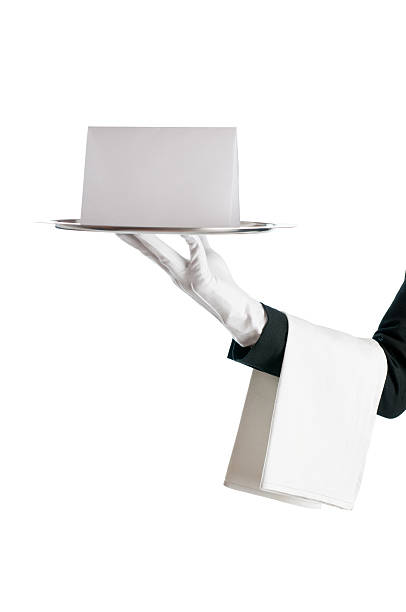 istock Waiter with blank sign 119833586