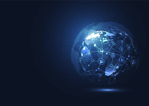 istock Global network connection. World map point and line composition concept of global business. Vector Illustration 1198337028
