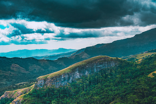 The landscapes of the Koroyanitu National Heritage Park on the Fiji Islands, are dramatic, here seen a cloudy day.