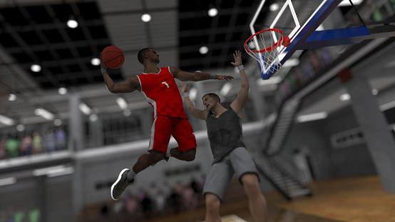 Impossible to defend or block a mean dunk like this school court 3d render