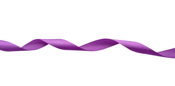 istock twisted silk purple ribbon isolated on white background, decorative element for designer 1198339229