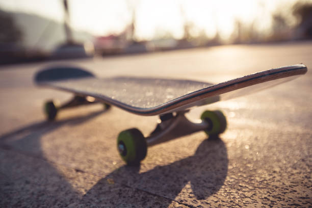 istock Skateboard ready for riding at sunrise park 1198339386
