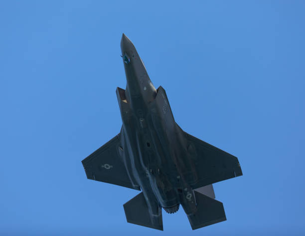 istock Bottom view of a Combat aircraft in beautiful light 1198340174