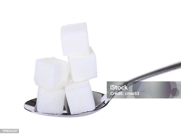 Stack Of Sugar Cubes On Spoon Stock Photo - Download Image Now - Balance, Color Image, Cube Shape