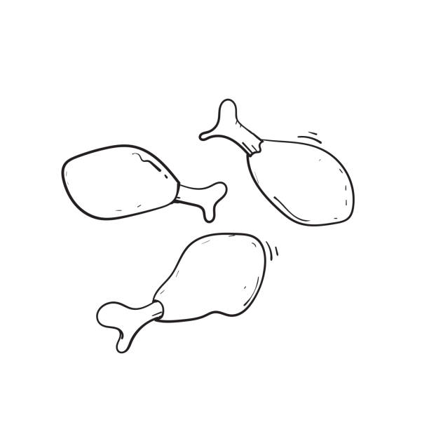 ilustraciones, imágenes clip art, dibujos animados e iconos de stock de ilustración de pollo frito crujiente con vector de estilo de garabato dibujado a mano - pájaro azulejo