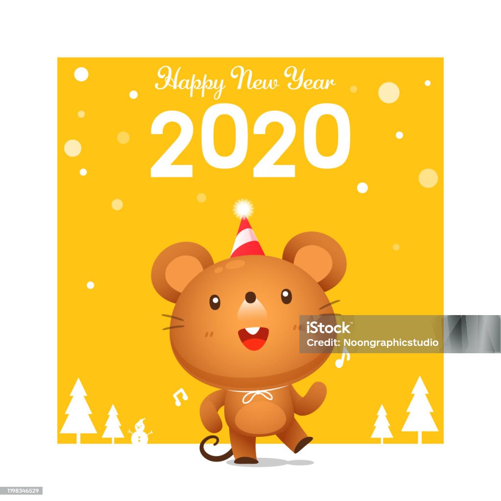 Happy New Year 2020 Cute Rat Cartoon Stock Illustration - Download ...