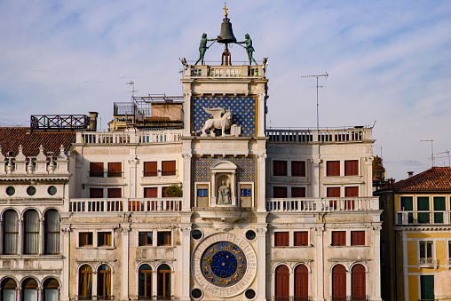 St Mark's Clock tower at St Mark's Square (Piazza San Marco), Venice, Italy