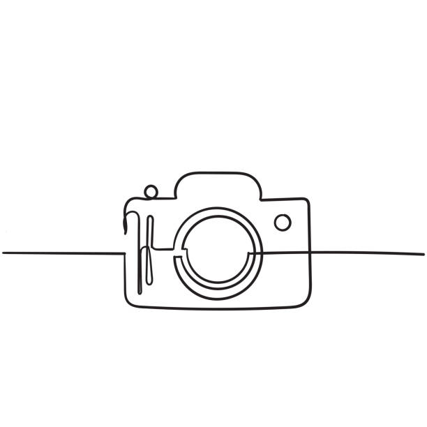 значок вектора фотокамеры с нарисованным вручную стилем каракули, изолированным на белом - линза иллюстрации stock illustrations