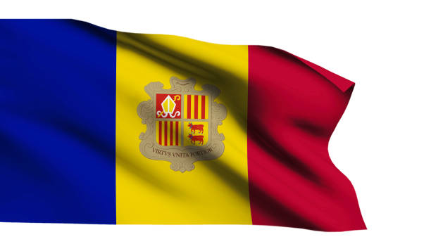 istock Andorra flag waving on white background - 3D Illustration 1198351584
