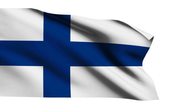 istock Finland flag waving on white background - 3D Illustration 1198351602