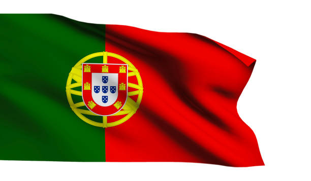 istock Portugal flag waving on white background - 3D Illustration 1198351663