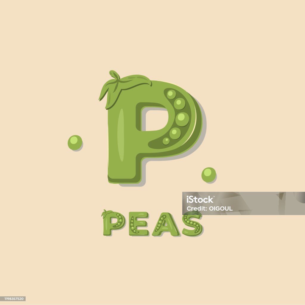 Pea Lettering Vegetable Peas Lettering Poster Design Vector Illustration Stock ...