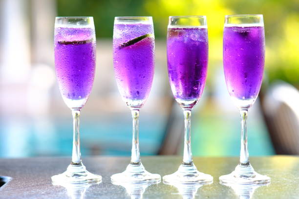 Blue cocktails on the table background