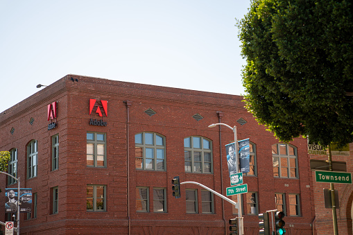 San Francisco, CA OCTOBER 5, 2019: Adobe office location in downtown San Francisco on Townsend Street