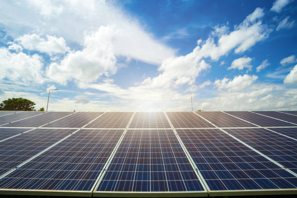 istock Solar panel on blue sky background, Alternative energy concept,Clean energy,Green energy. 1198362953