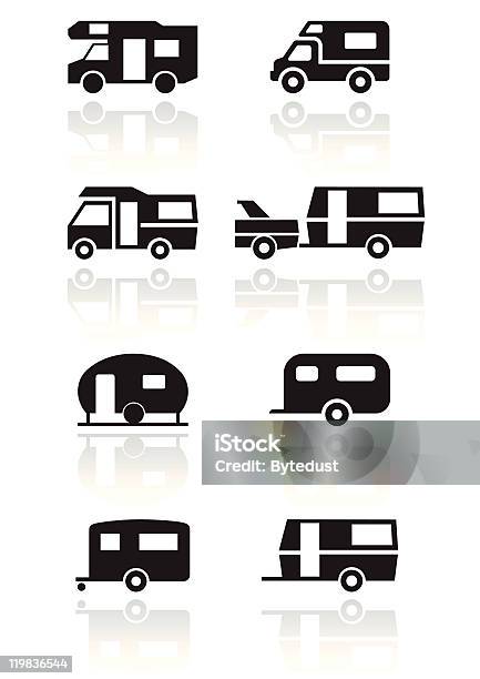 Caravane Ou Campingcar Van Vector Illustration Symbole Set Vecteurs libres de droits et plus d'images vectorielles de Activité de loisirs