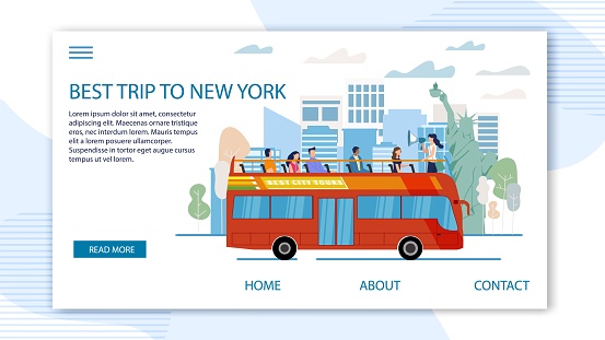 Touristic Tour to United States Vector Web Banner