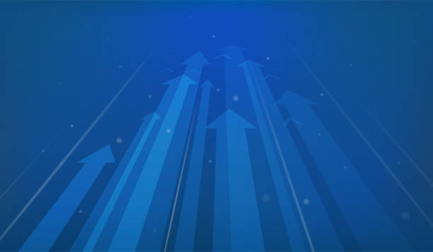 blaue business hintergrund vektor-illustration mit pfeilen - farbverlauf grafiken stock-grafiken, -clipart, -cartoons und -symbole