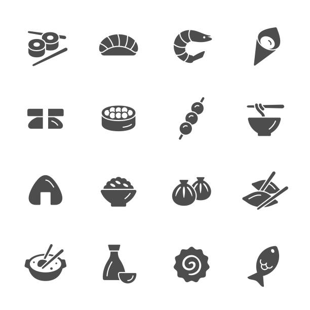 Asian cuisine icons Asian foods vector icon set japanese food icon stock illustrations