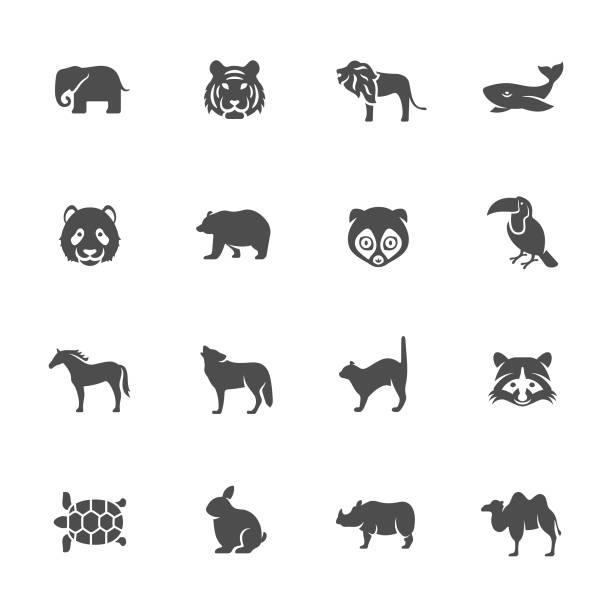 tiersymbole - elephant water vector animals in the wild stock-grafiken, -clipart, -cartoons und -symbole