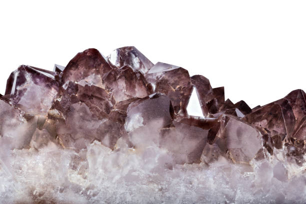 istock dark brown Smoky quartz crystals isolated on white 1198377342