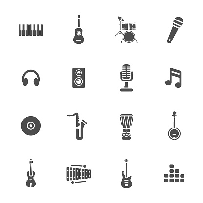 Music instruments vector icon set