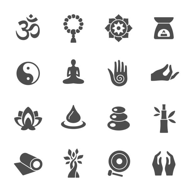 ilustrações de stock, clip art, desenhos animados e ícones de spiritual icons - om mantra