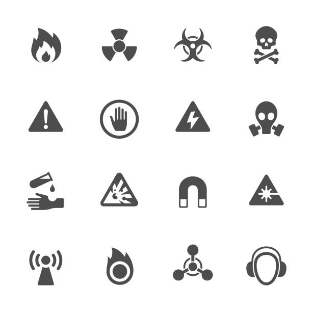 ilustraciones, imágenes clip art, dibujos animados e iconos de stock de señales de advertencia - toxic waste vector biohazard symbol skull and crossbones