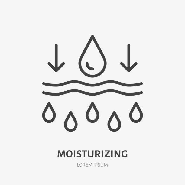 Moisture line icon, vector pictogram of moisturizing cream. Skincare illustration, sign for cosmetics packaging Moisture line icon, vector pictogram of moisturizing cream. Skincare illustration, sign for cosmetics packaging. Soft Gel stock illustrations