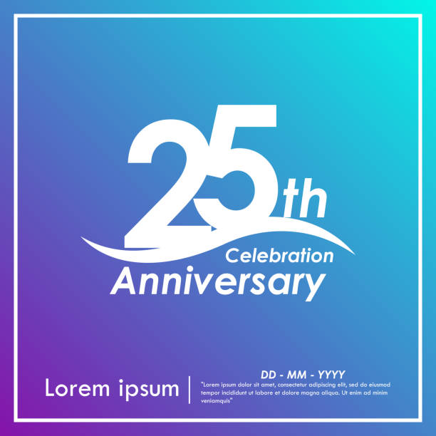 25th years anniversary celebration logo on violet and blue background. vector illustration template design for for booklet, leaflet, magazine, brochure poster, web, invitation or greeting card. 25th years anniversary celebration logo on violet and blue background. vector illustration template design for for booklet, leaflet, magazine, brochure poster, web, invitation or greeting card. number 25 stock illustrations