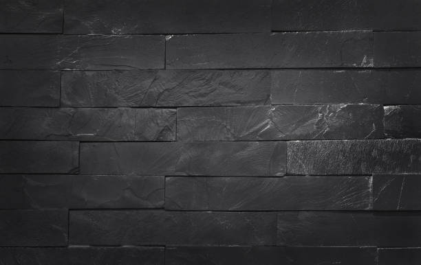 istock Dark grey black slate texture with high resolution, pattern of stone brick wall for background and design art work. 1198385540
