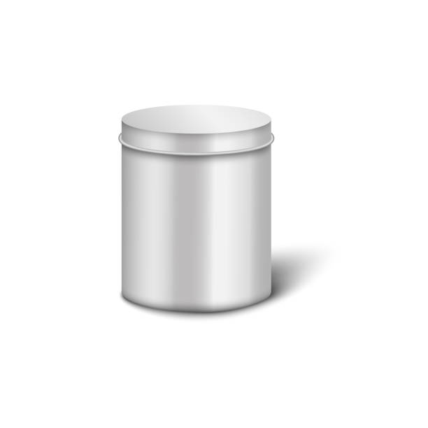 istock Mockup and template of realistic cylindrical metal box. 1198386198