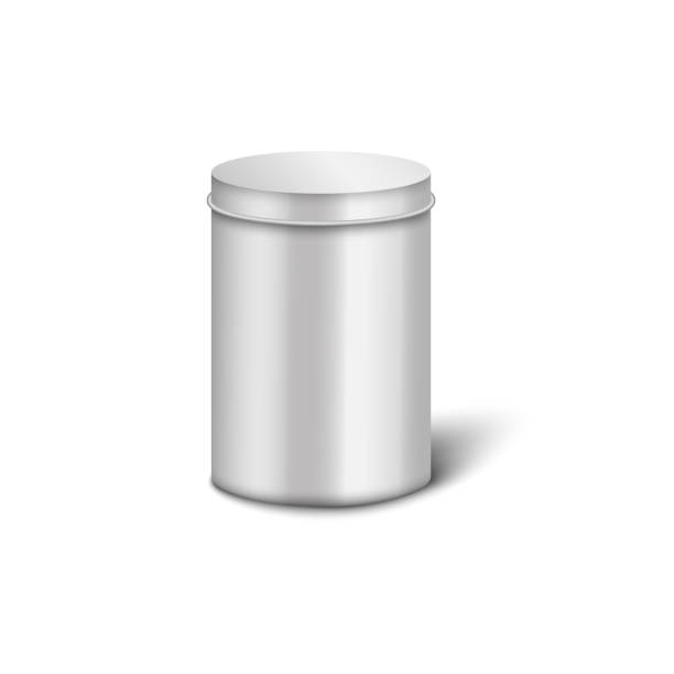 istock Silver aluminium metal box with cylinder shape and round closed lid 1198386201