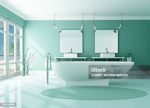 Baño Moderno De Lujo Foto de stock y más banco de imágenes de Cuarto de baño - Cuarto de baño, Imagen minimalista, Bañera