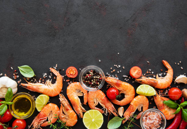 istock Fresh seafood - shrimps with vegetables 1198390388