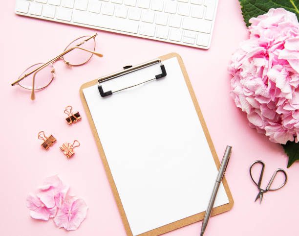 istock Home feminine desk 1198390434